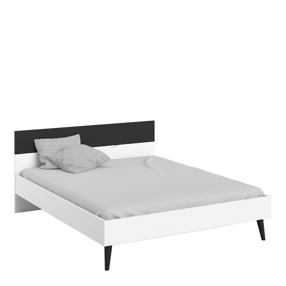 Freja Oslo Euro King Bed (160 x 200) in White and Black Matte